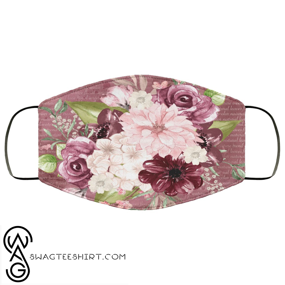 Spring flowers full over printed face mask – maria