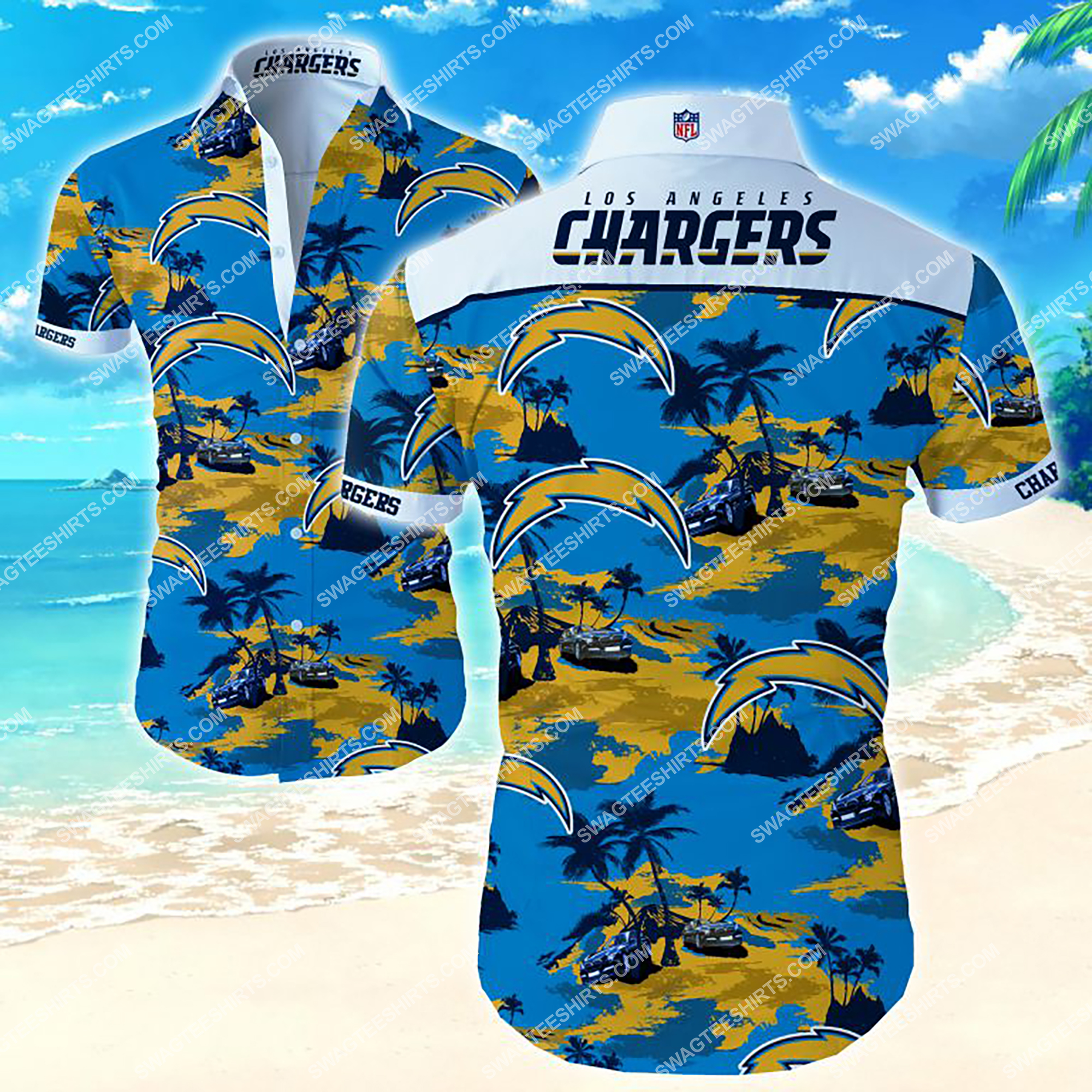 [highest selling] tropical los angeles chargers all over print hawaiian shirt – maria