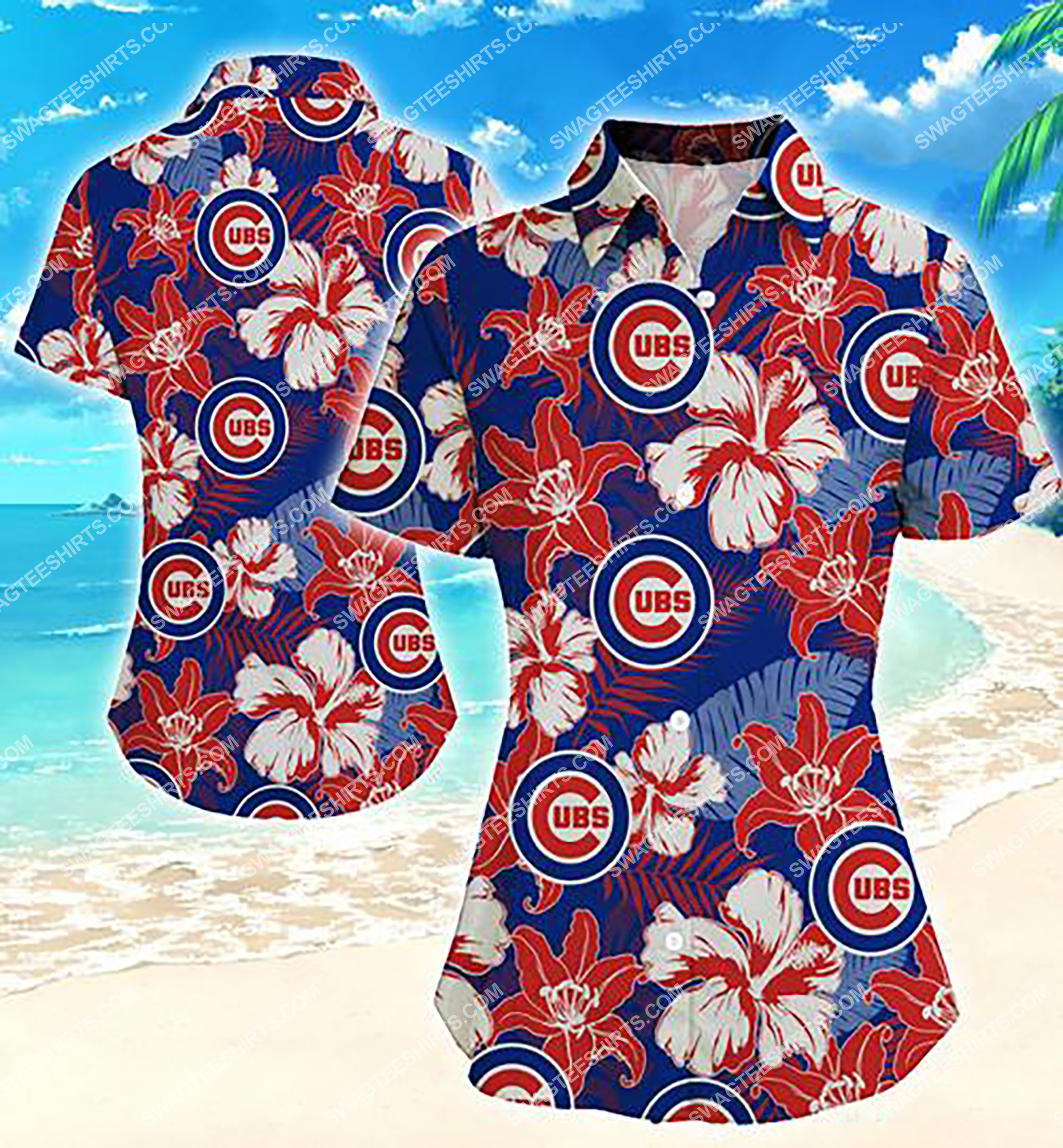 floral chicago cubs team full print summer hawaiian shirt 2