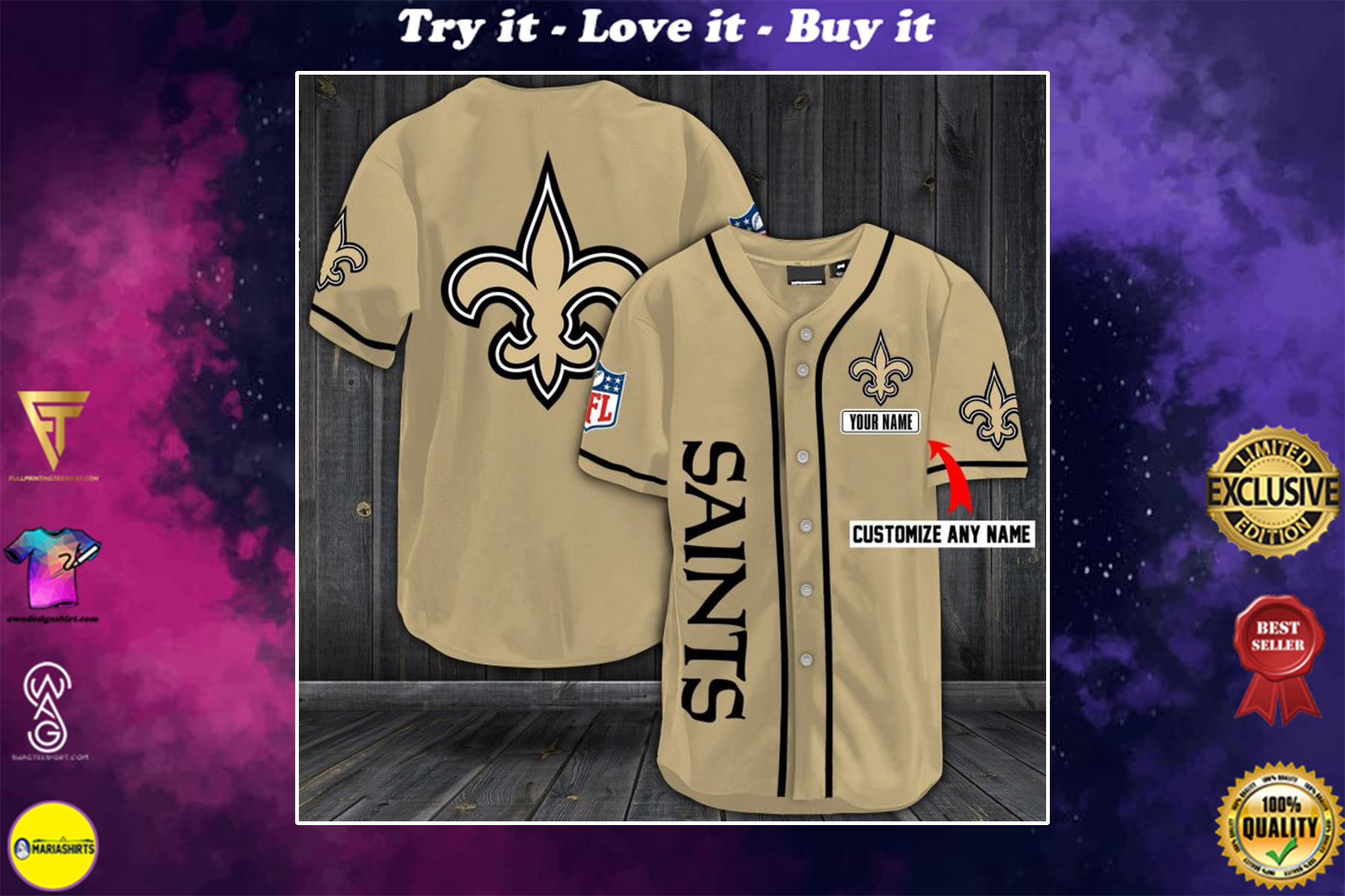personalized name new orleans saints baseball shirt – maria