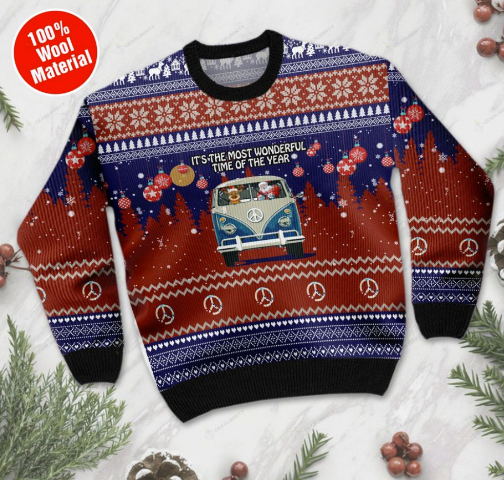 Hippie car it's the most wonderful time of the year ugly sweater 1
