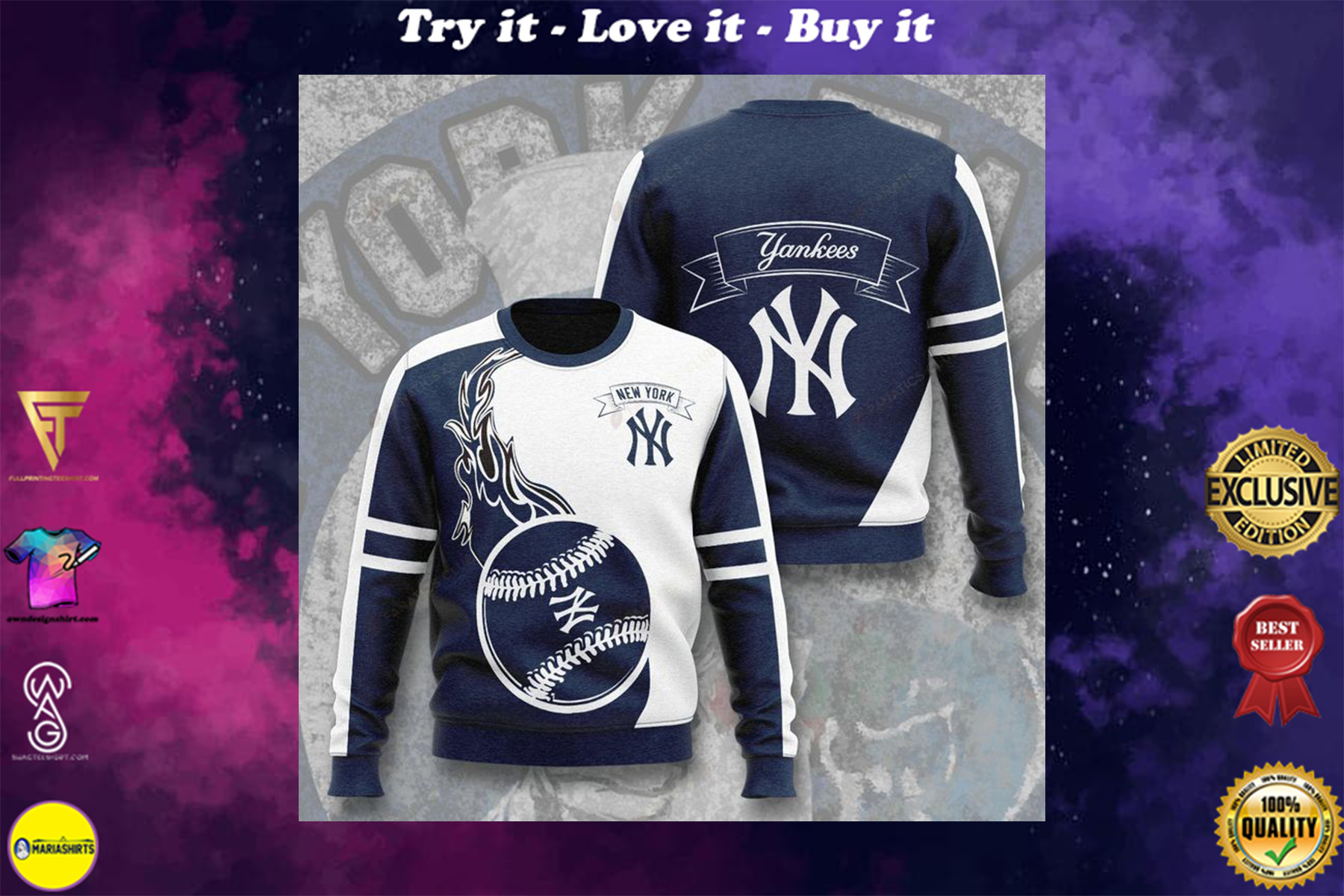 [highest selling] major league baseball new york yankees full printing ugly sweater - maria