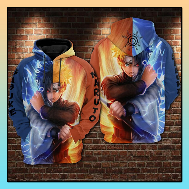 Naruto and sasuke fire and water 3d hoodie