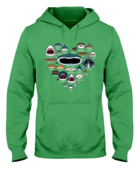 Sharks types faces hoodie