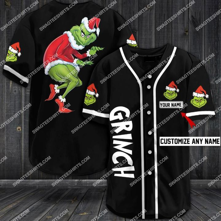 custom name the grinch all over printed baseball shirt 1