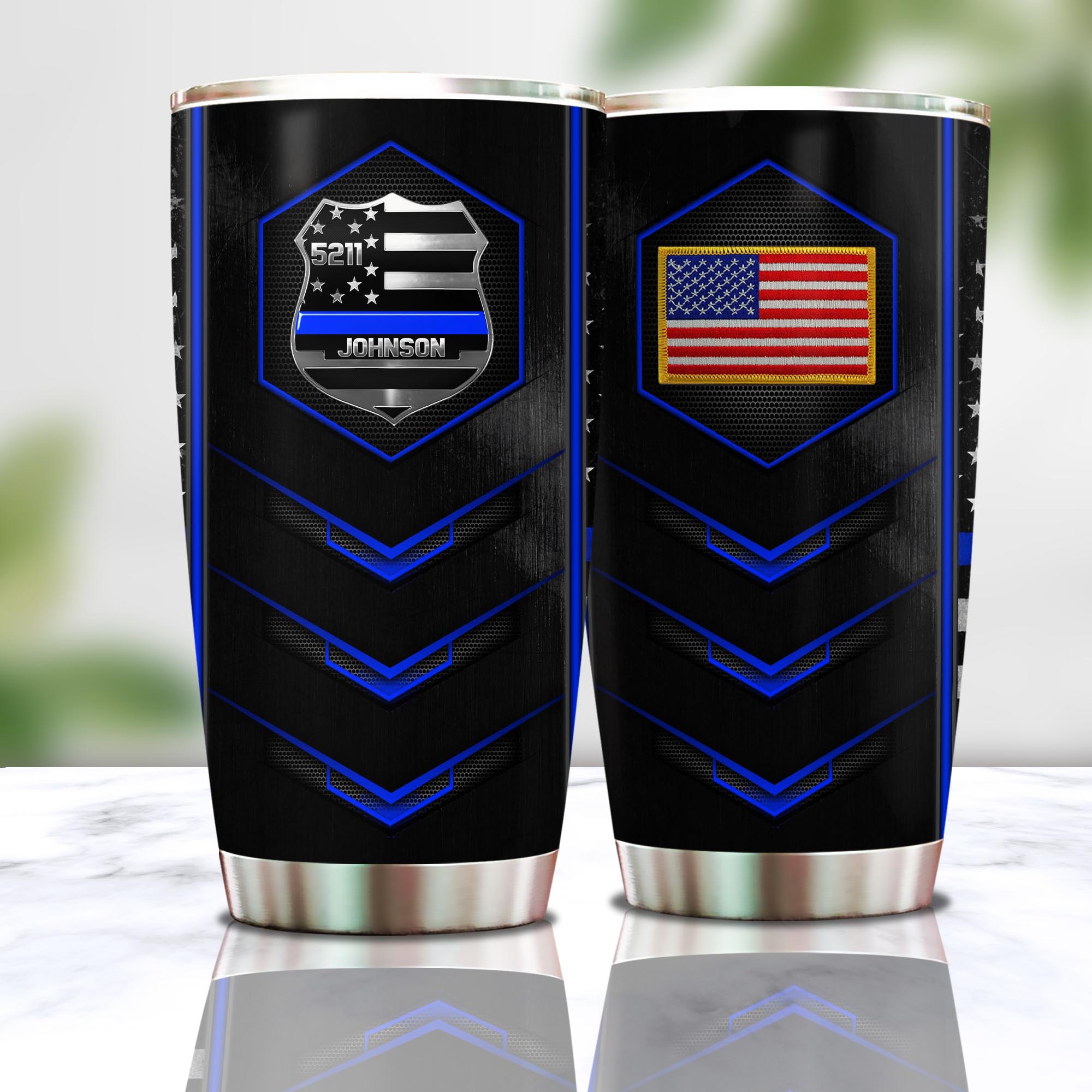 Personalized police badge tumbler 1