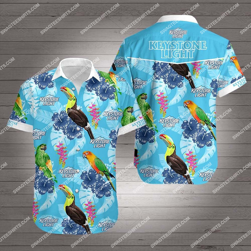 tropical parrot keystone light all over print hawaiian shirt 2