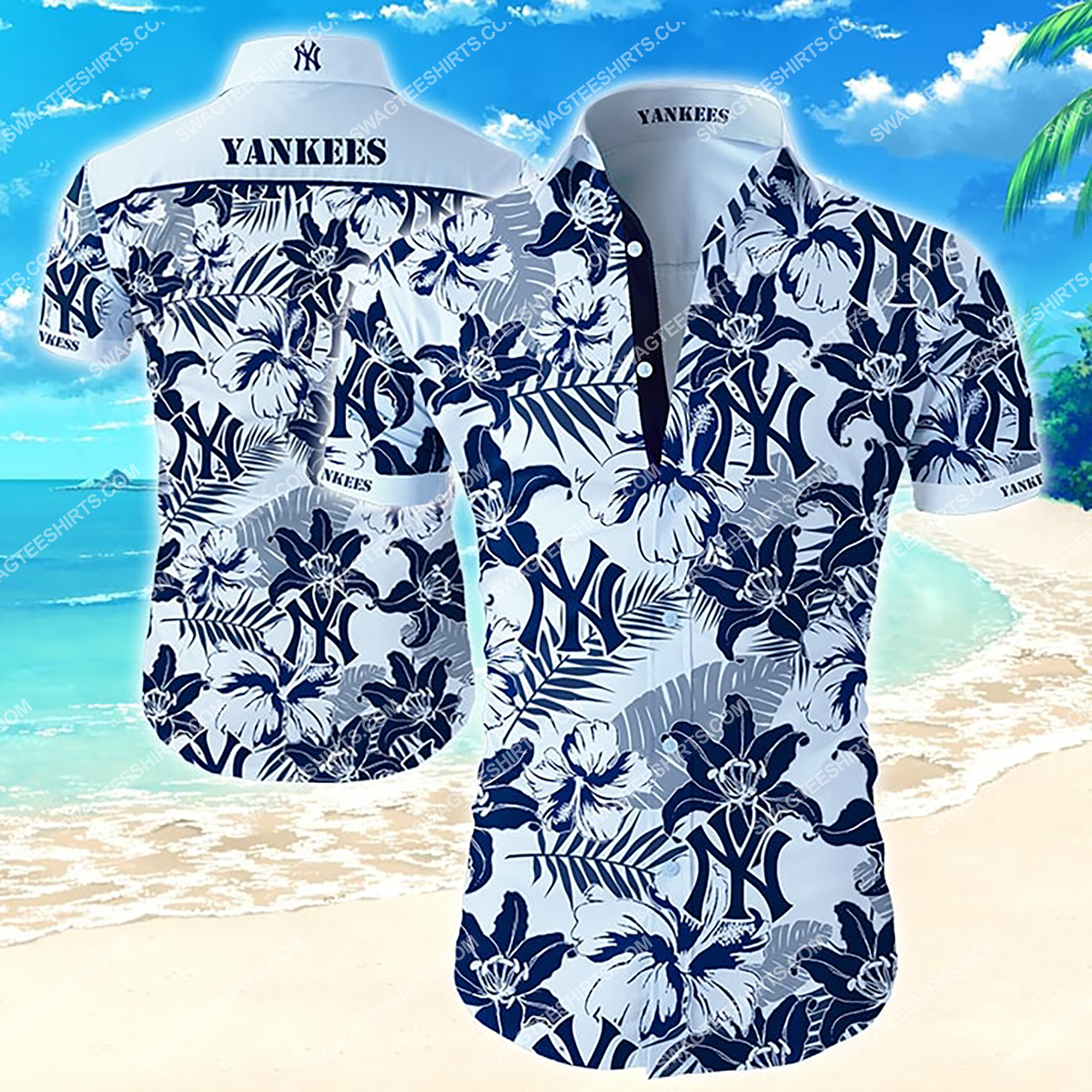 tropical flower new york yankees team summer hawaiian shirt 2