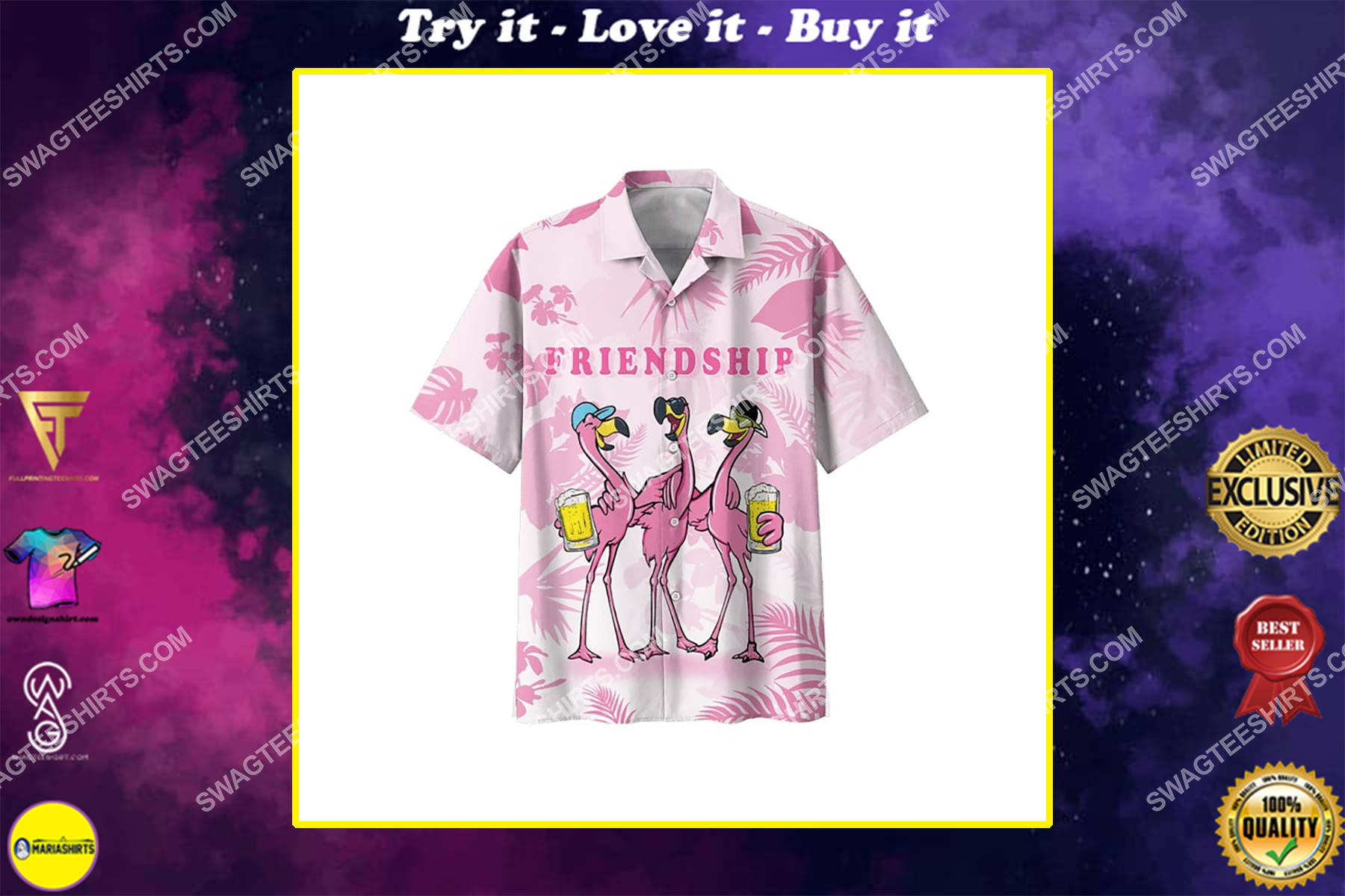 [highest selling] friendship flamingos beer party all over print hawaiian shirt - maria