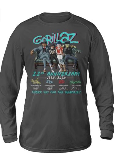 Gorillaz 22nd anniversary 1998-2020 long sleeve shirt