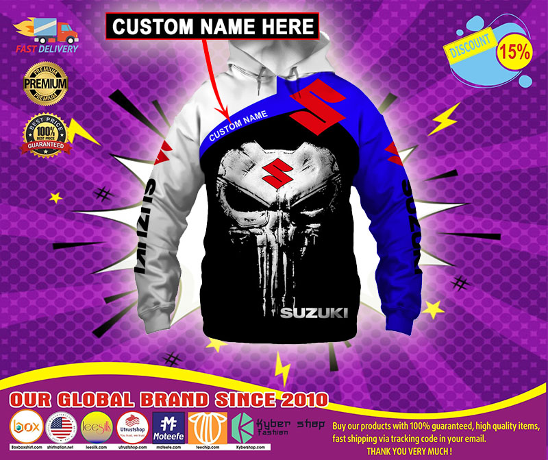 Punisher skull Suzuki 3d hoodie custom name1