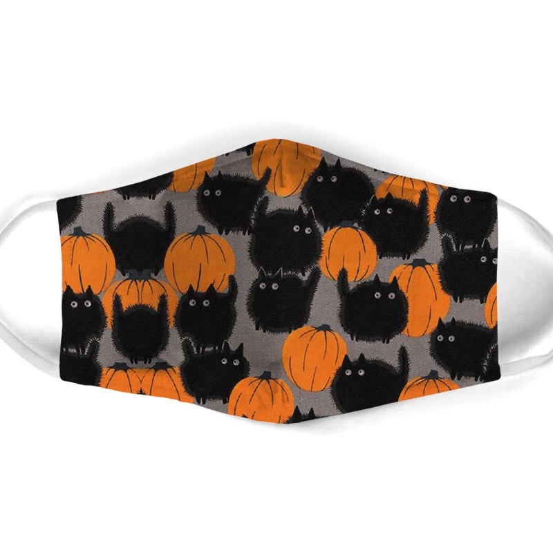 Cat pumpkin all over prints face mask