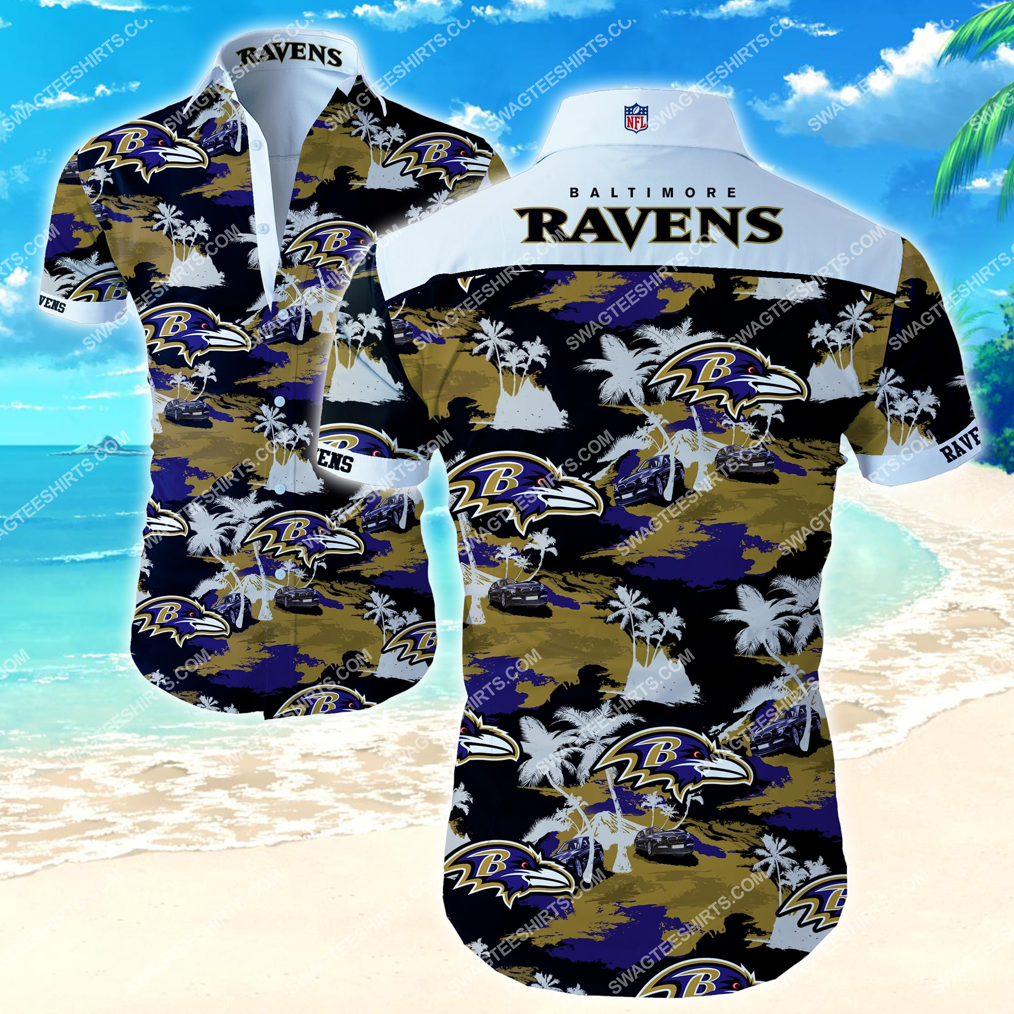 the baltimore ravens football team full printing summer hawaiian shirt 2