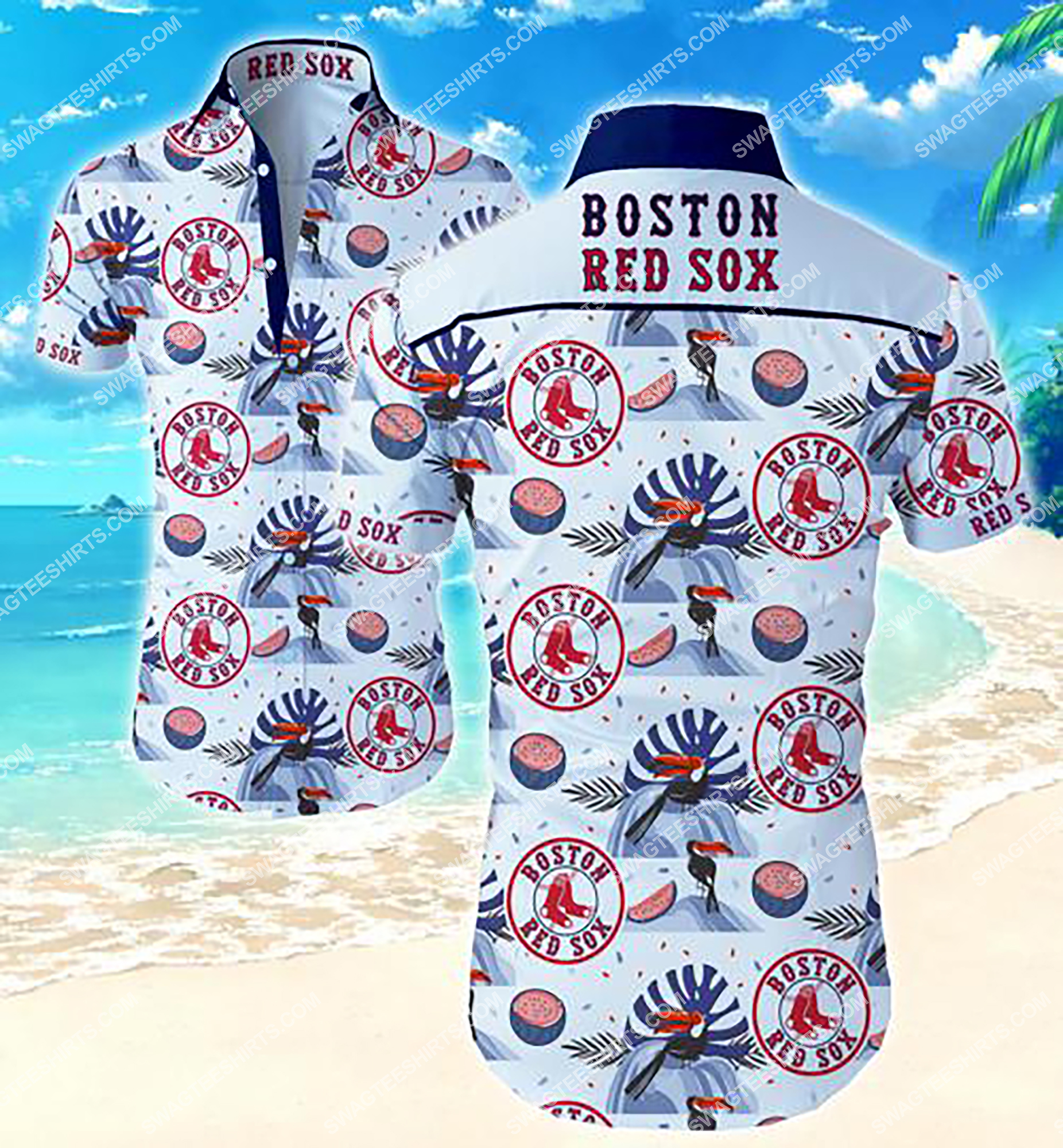 [highest selling] tropical major league baseball boston red sox hawaiian shirt – maria
