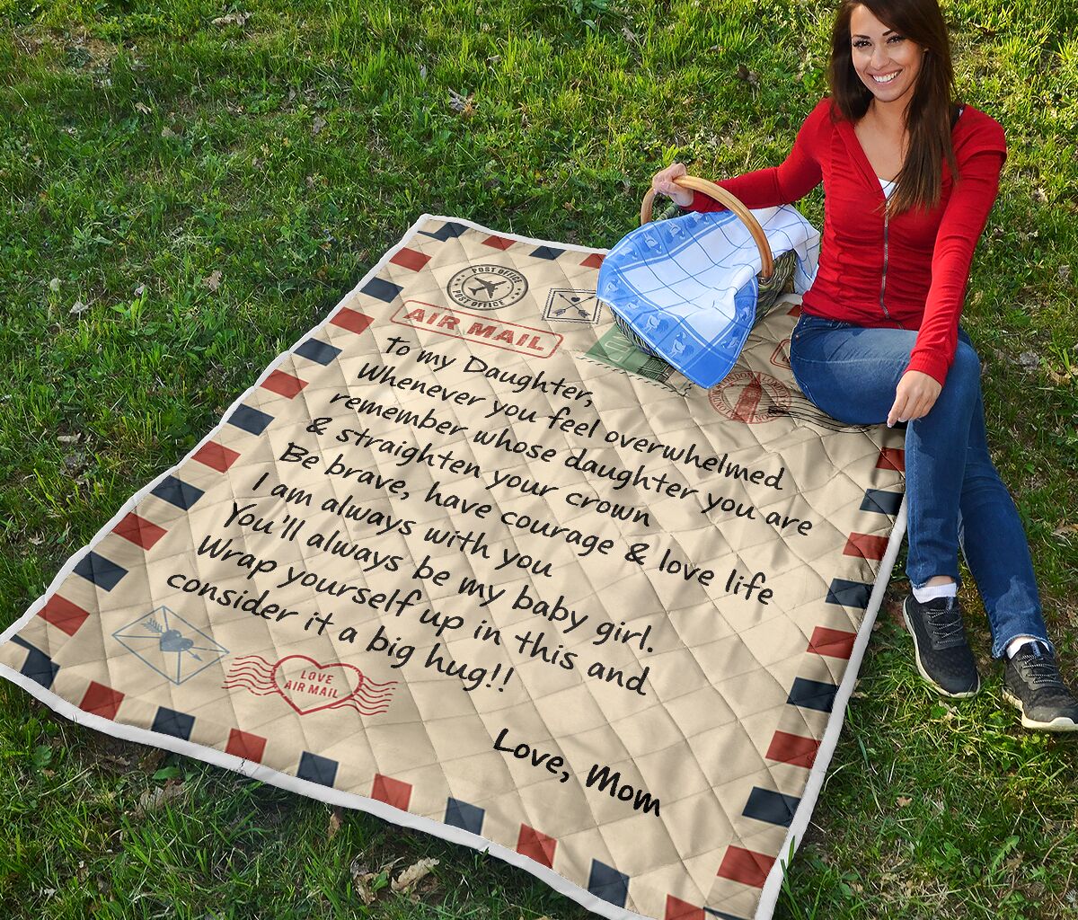 Letter air mail to my daughter love mom quilt king