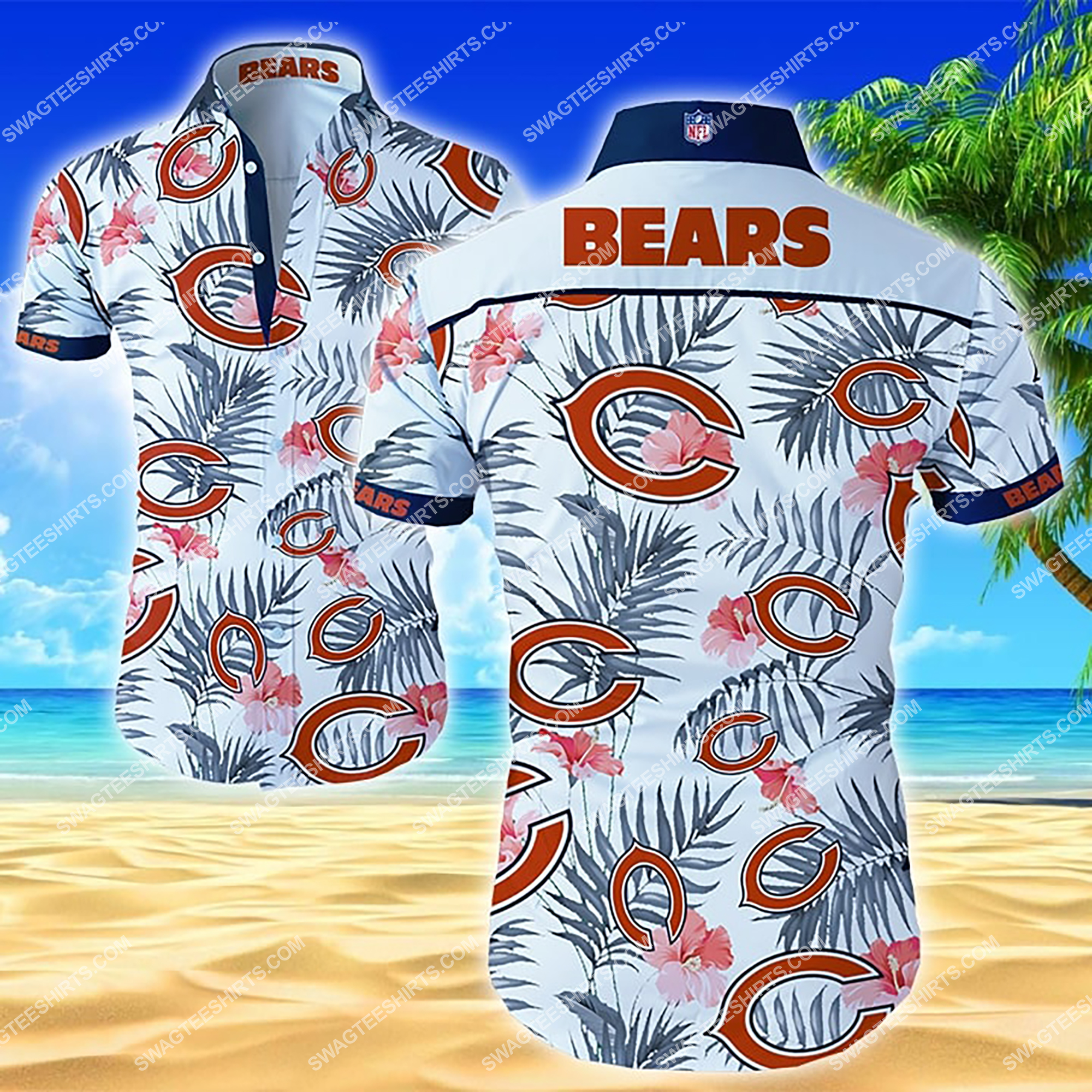 tropical flower chicago bears team summer hawaiian shirt 2