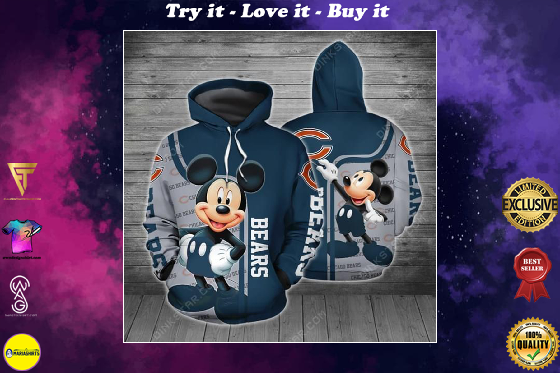 [highest selling] disney mickey mouse chicago bears football full over printed shirt - maria