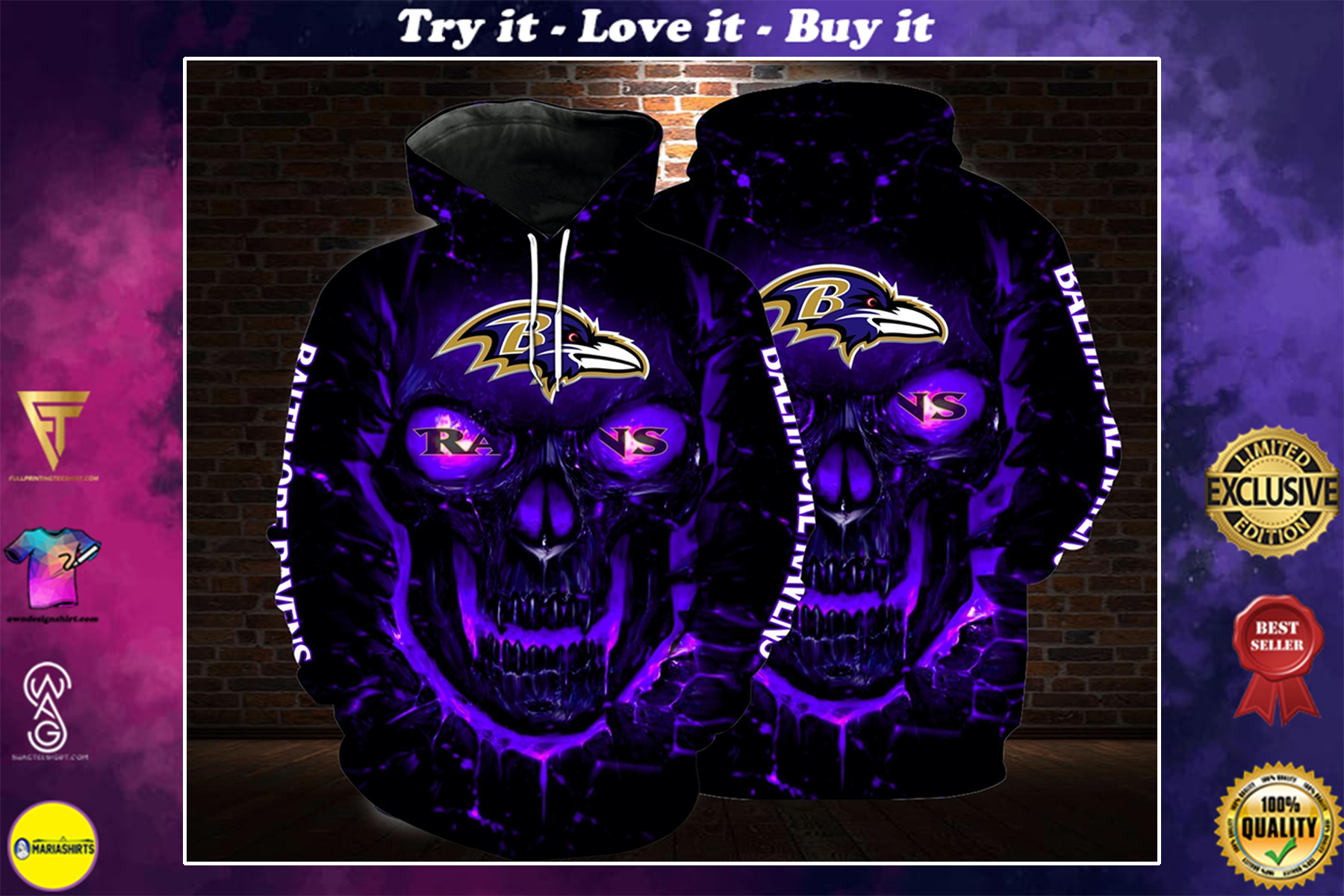 [highest selling] lava skull baltimore ravens football team full over printed shirt - maria