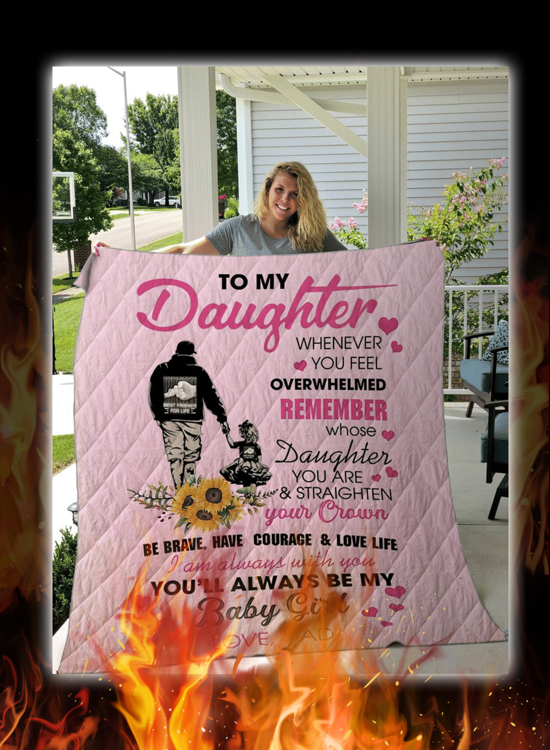 To my daughter baby girl love dad quilt