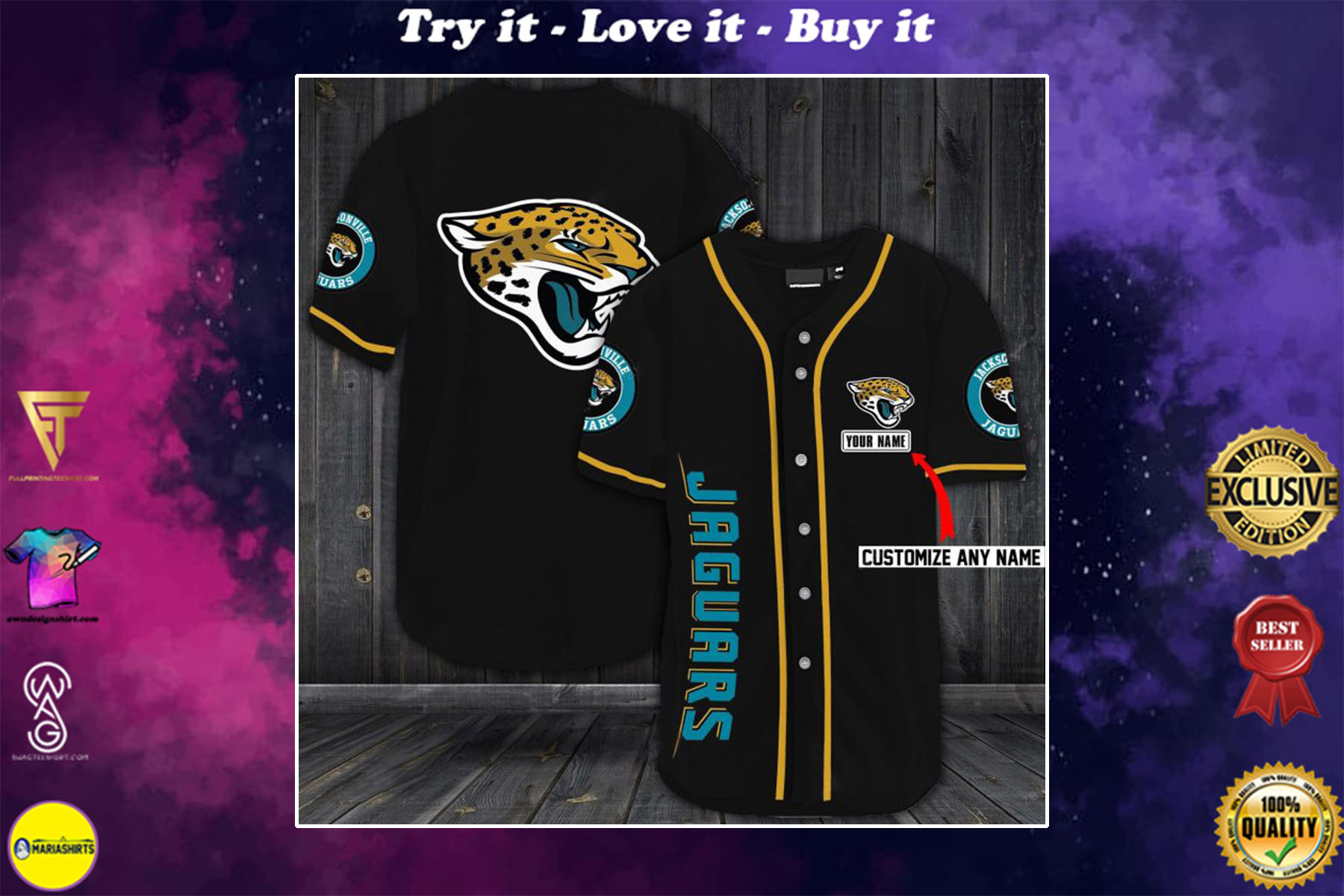 custom name jacksonville jaguars baseball shirt – maria
