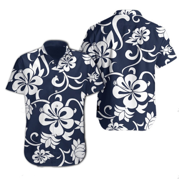 Hawkeye pierce’s classic blue and white hibiscus hawaiian shirt – Saleoff 220720