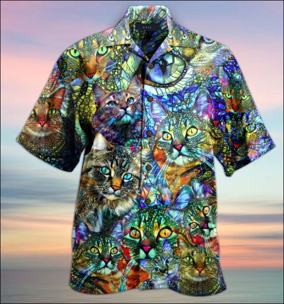 Kaleidoscope cat hawaiian shirt - dnstyles
