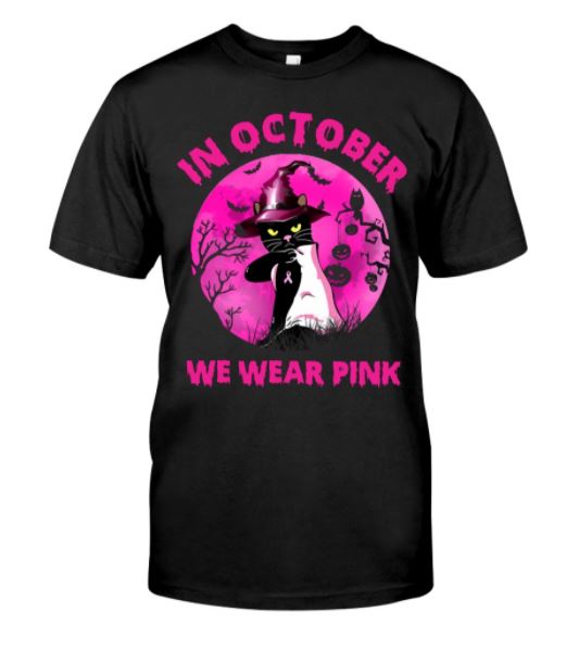 Cat october wear pink t shirt, hoodie, tank top