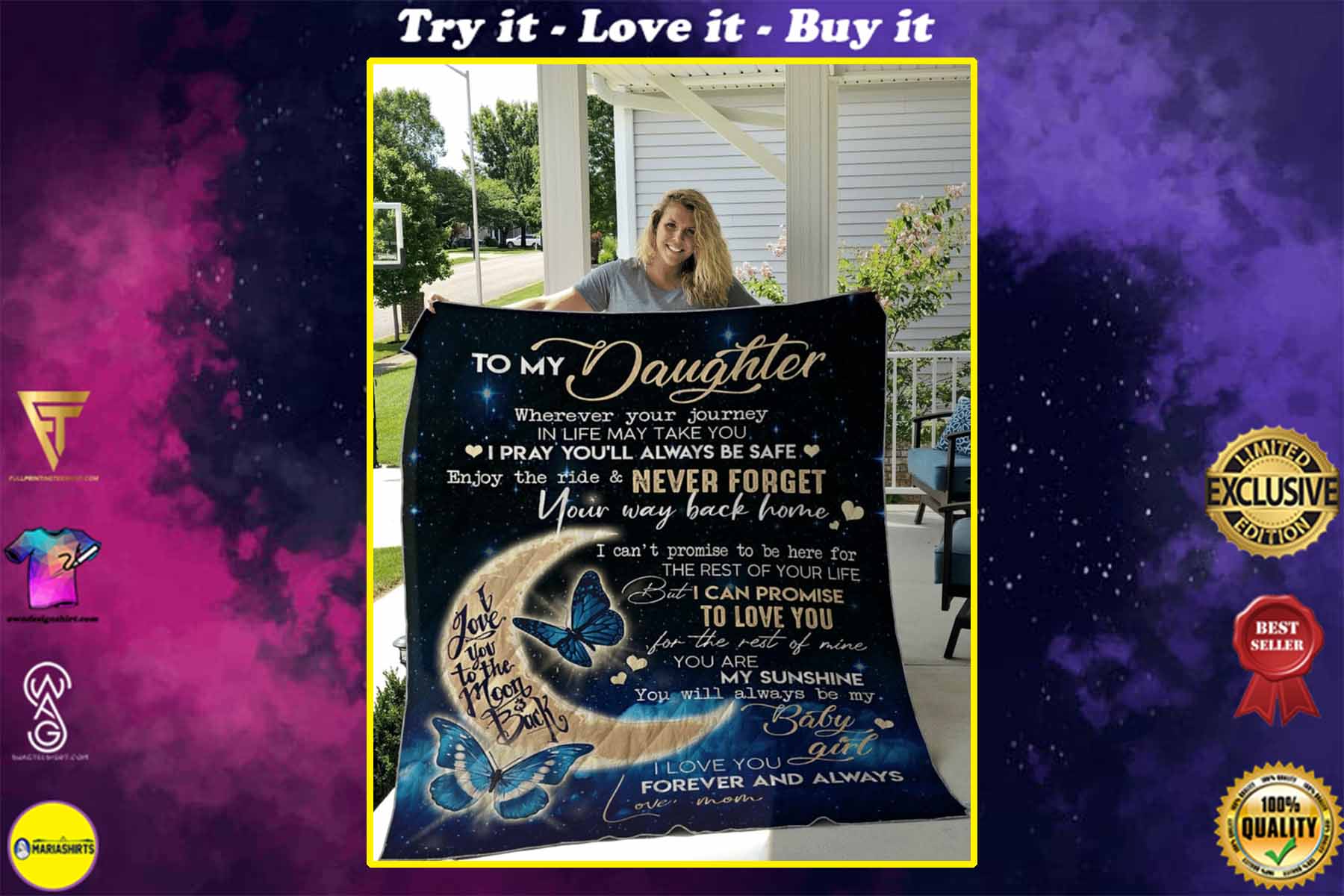 butterfly to my daughter i love you to the moon and back blanket