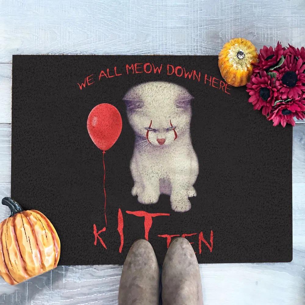 Cat Clown Kitten We All Meow Down Here Doormat