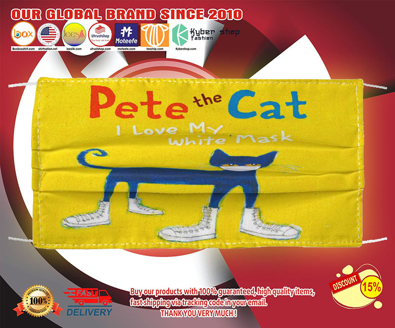 Pete the cat I love my white mask face mask 3