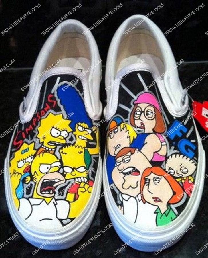 [highest selling] the simpsons characters all over print slip on shoes – maria