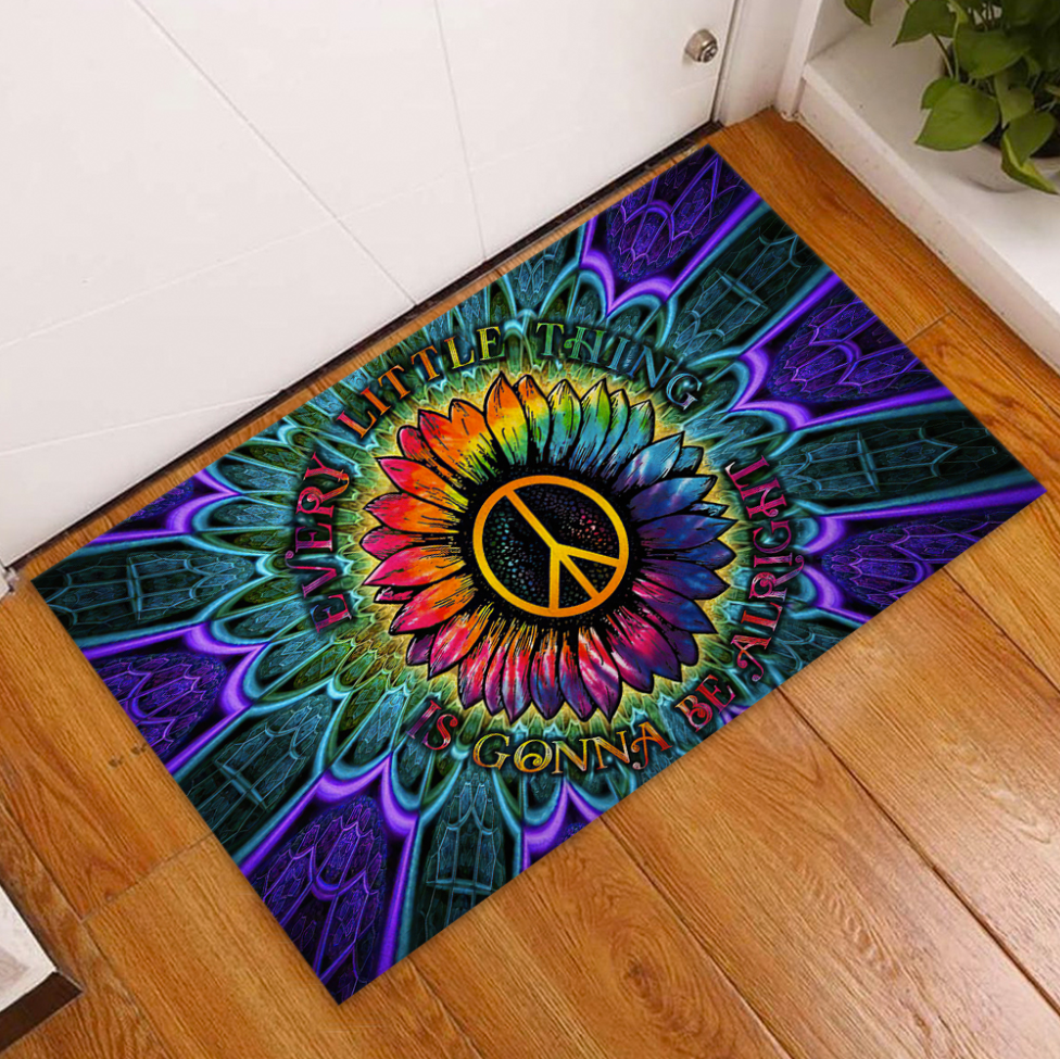 Hippie sunflower every little thing is gonna be alright doormat 1