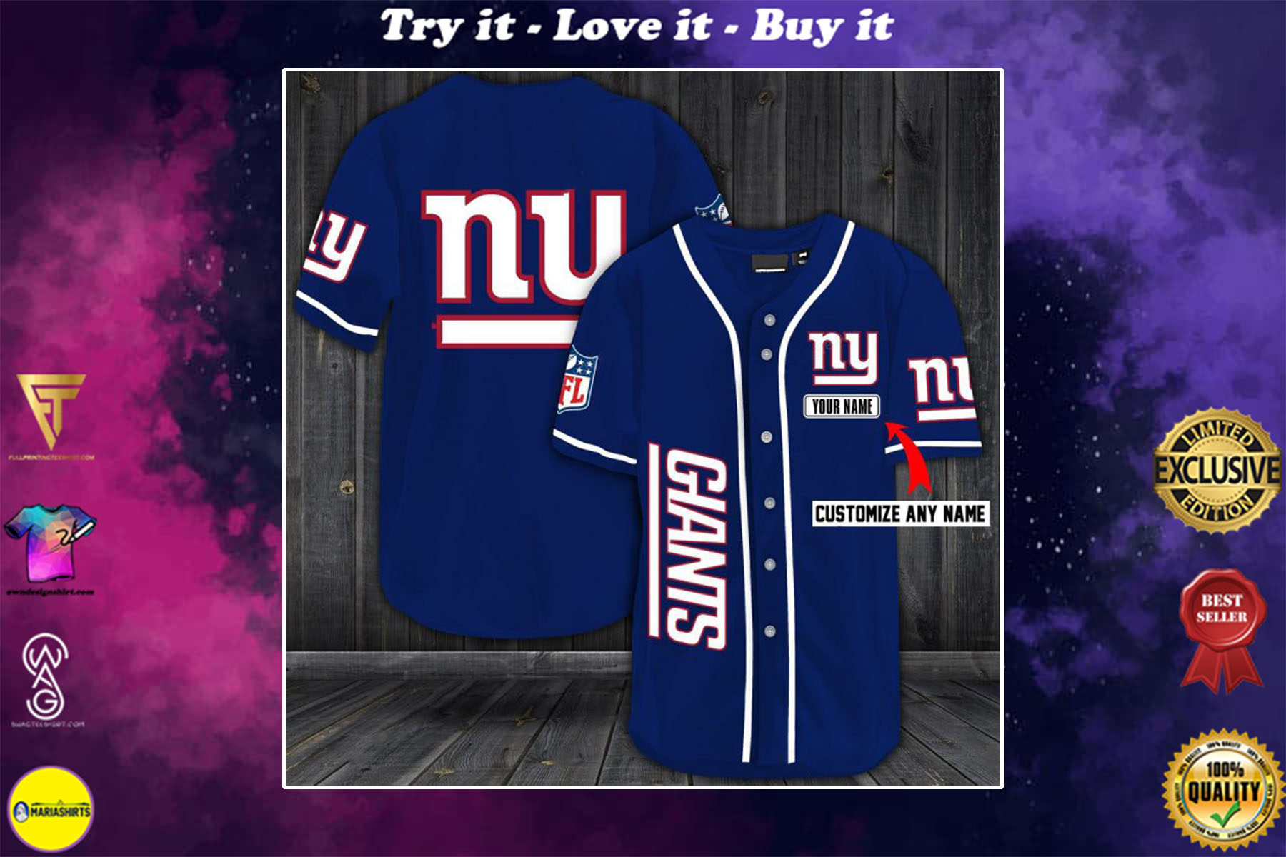 personalized name new york giants baseball shirt – maria