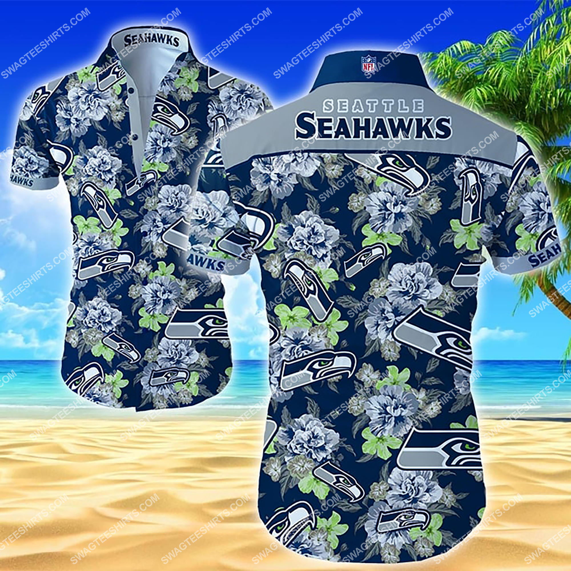 [highest selling] tropical flower seattle seahawks hawaiian shirt – maria