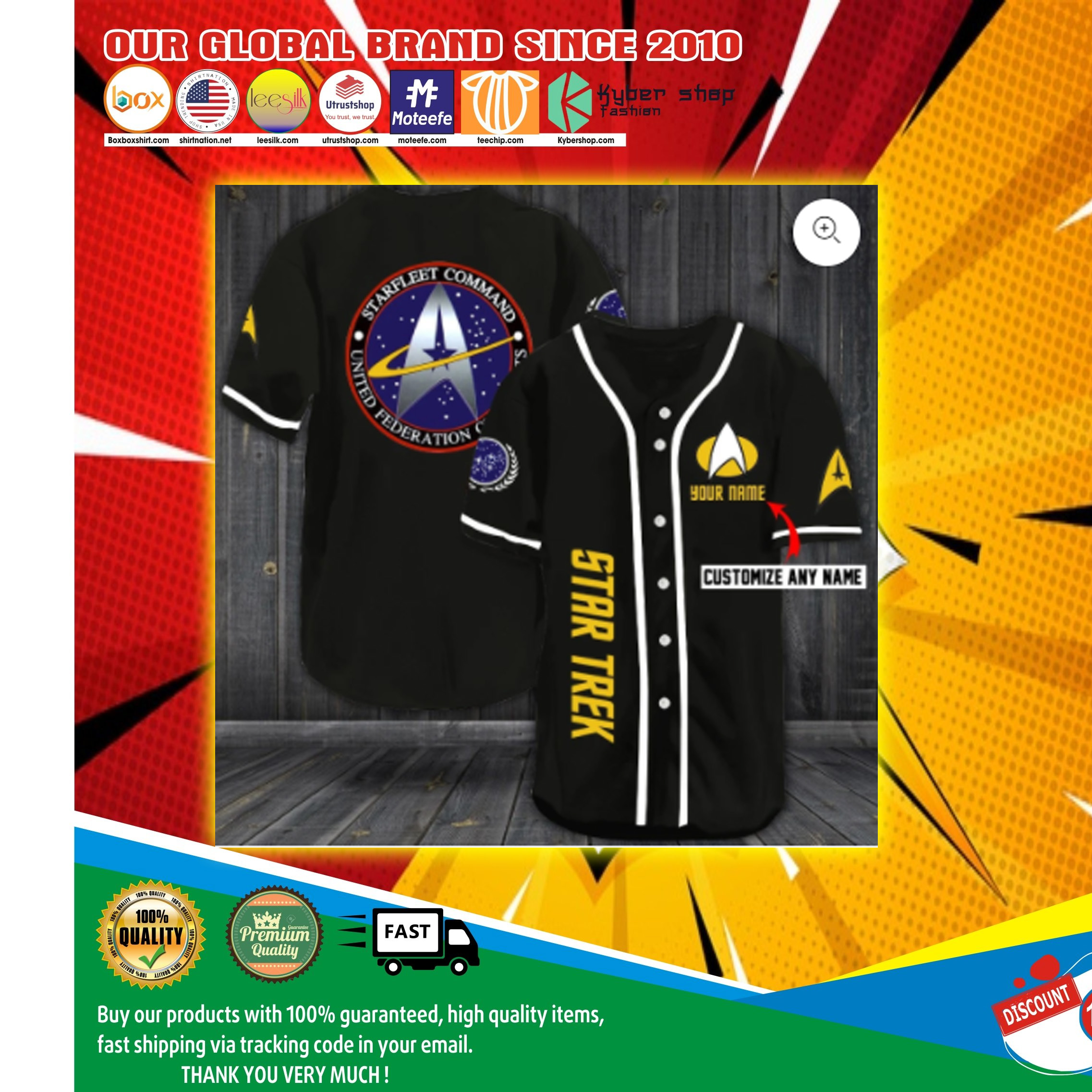 United federation starfleet Star Trek custom name baseball jersey – LIMITED EDITION