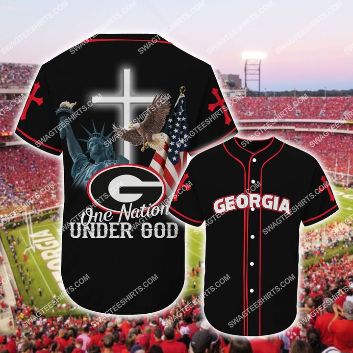 the georgia bulldogs one nation under God full printing baseball jersey 1(1)