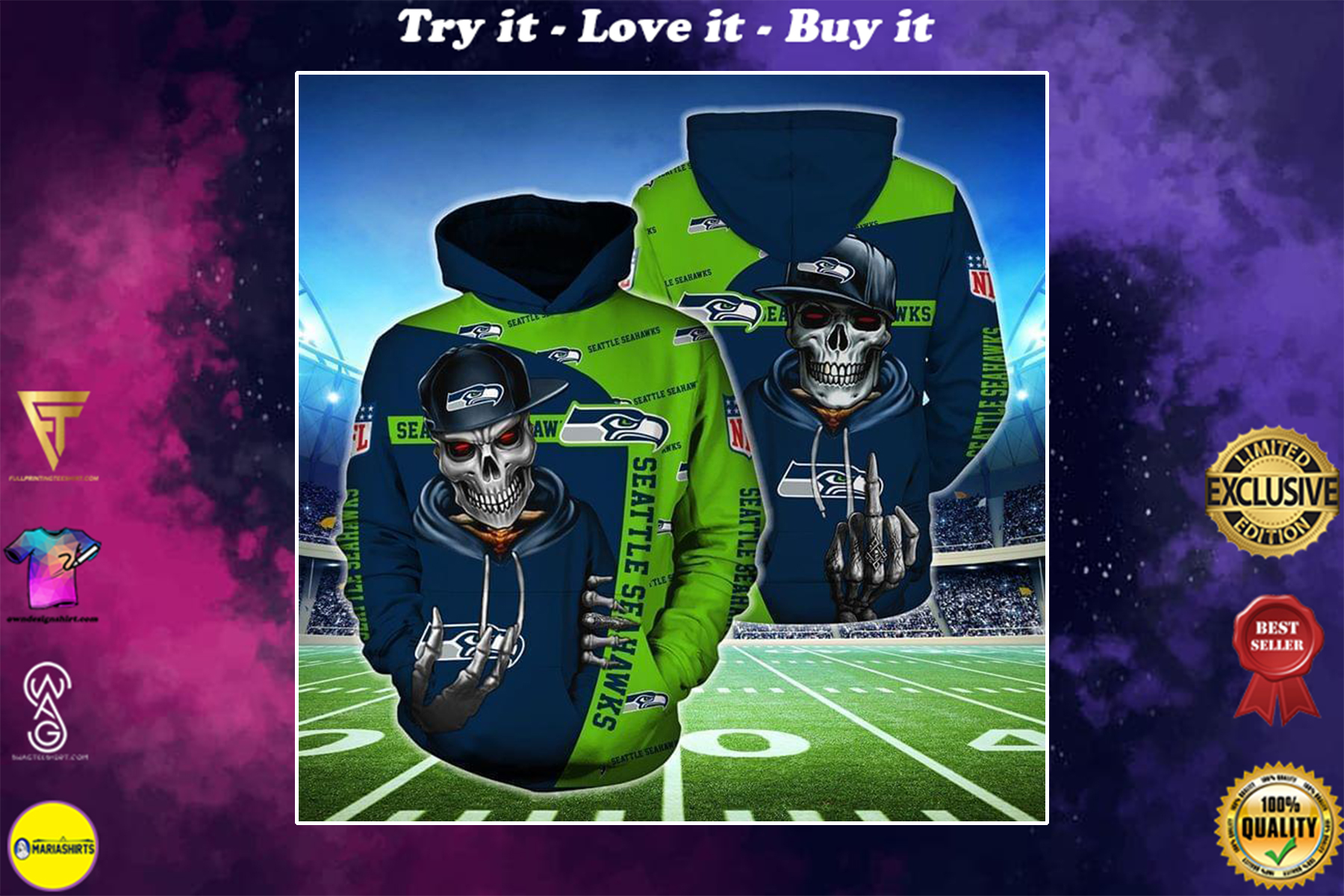[highest selling] hip hop skull seattle seahawks football team full over printed shirt - maria