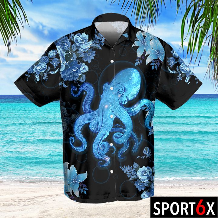 Octopus blue hawaiian shirt 2
