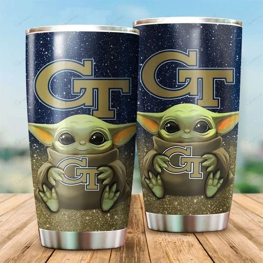 Georgia Tech Yellow Jackets Baby Yoda Tumbler