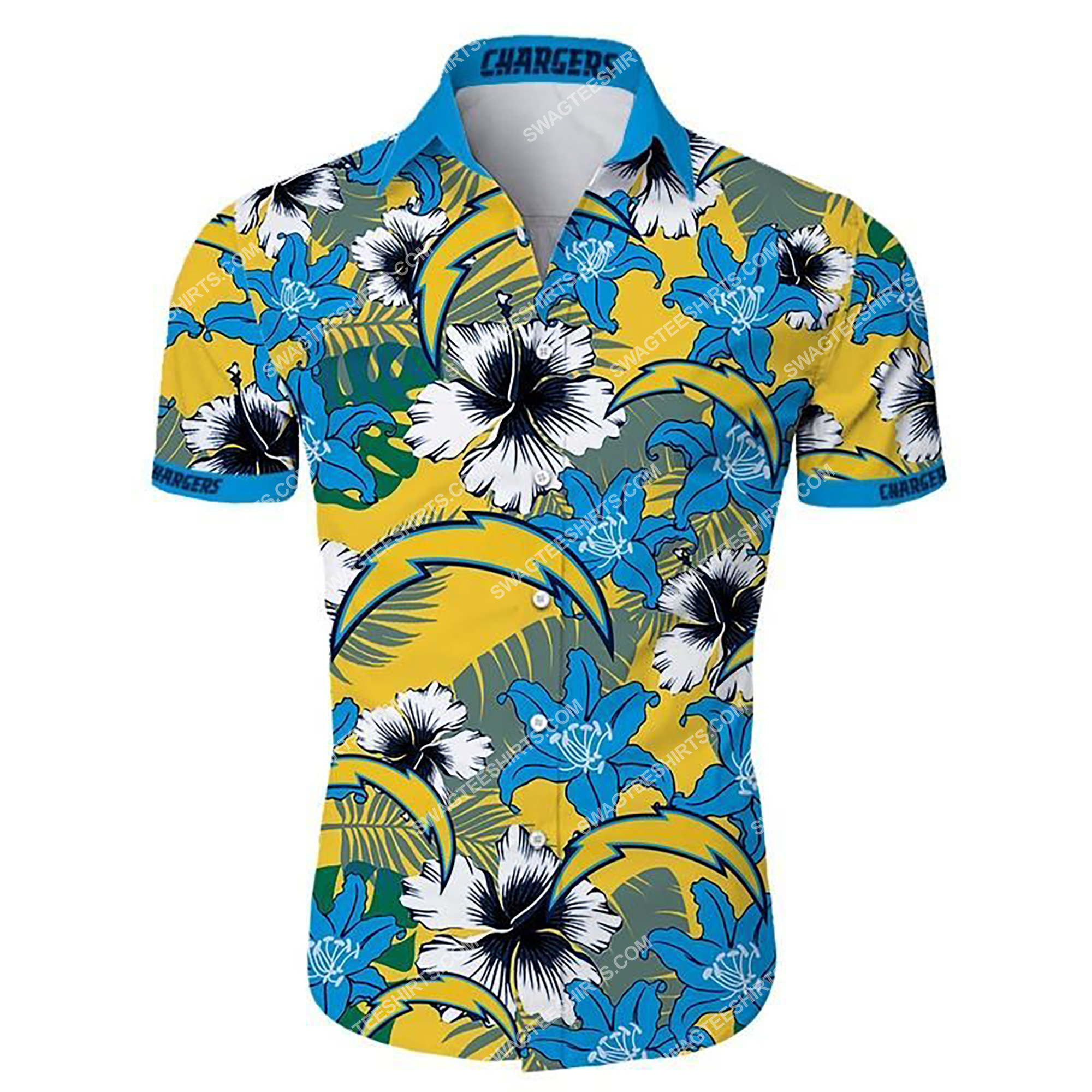 tropical flower los angeles chargers team summer hawaiian shirt 2