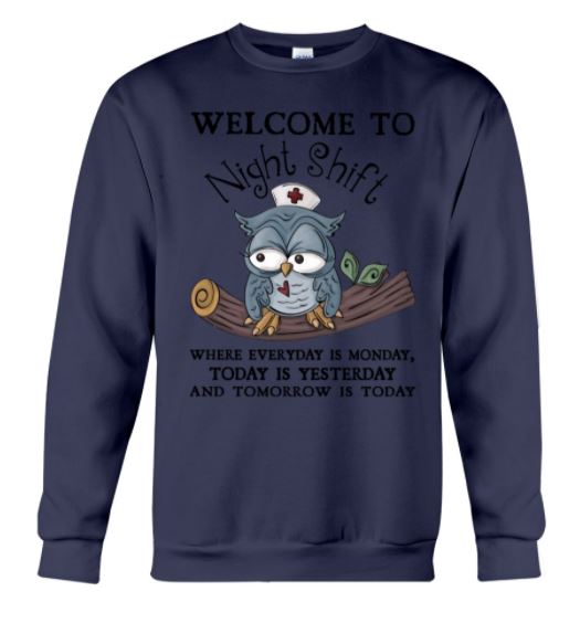 Owl welcome night shift sweater