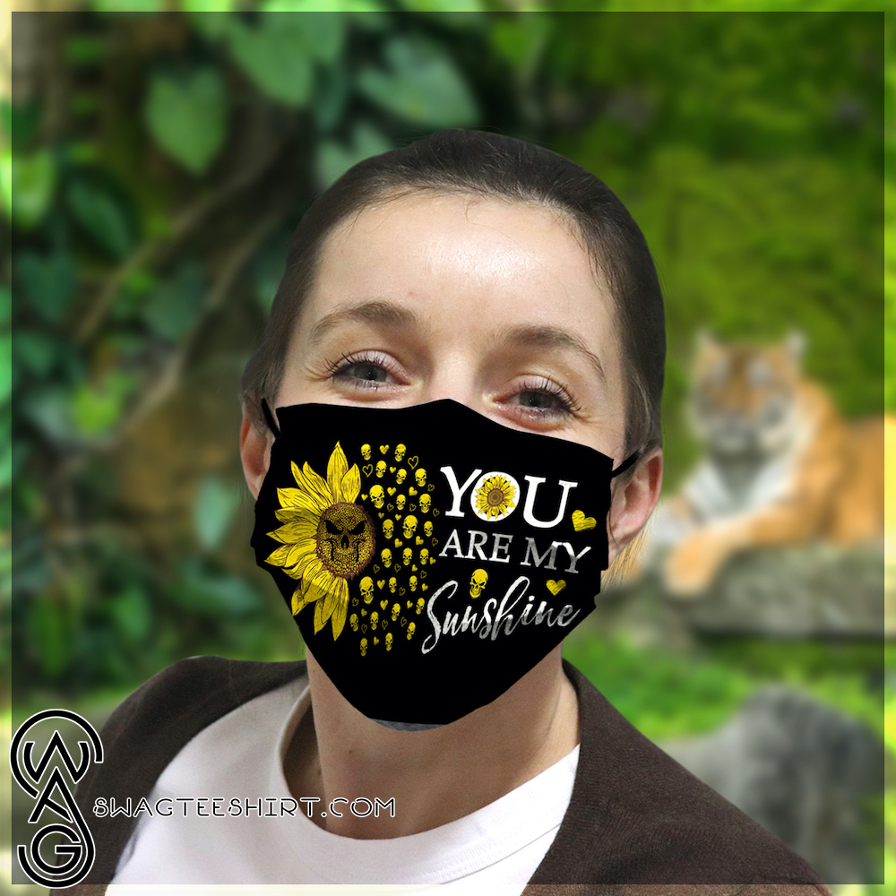 Skull you are my sunshine sunflower all over printed face mask