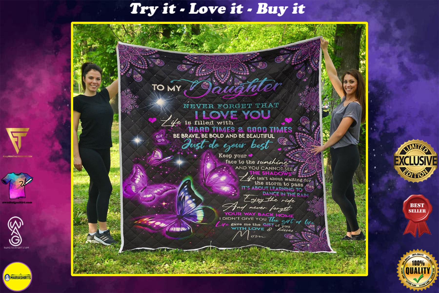 [highest selling] to my daughter never forget that i love you night butterfly quilt – maria
