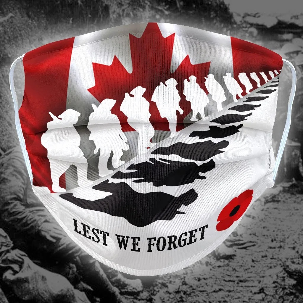 Canadian Veterans lest we forget face mask
