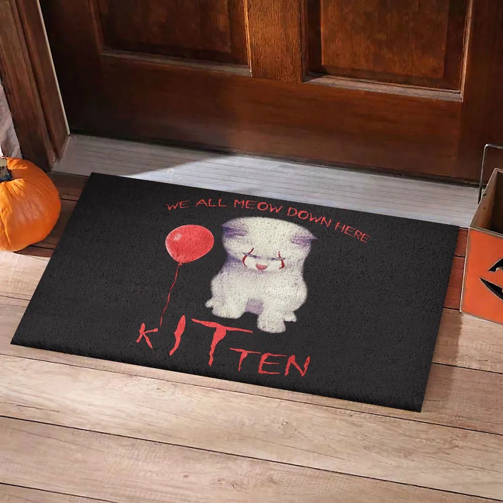 Cat Clown Kitten We All Meow Down Here Doormat 2