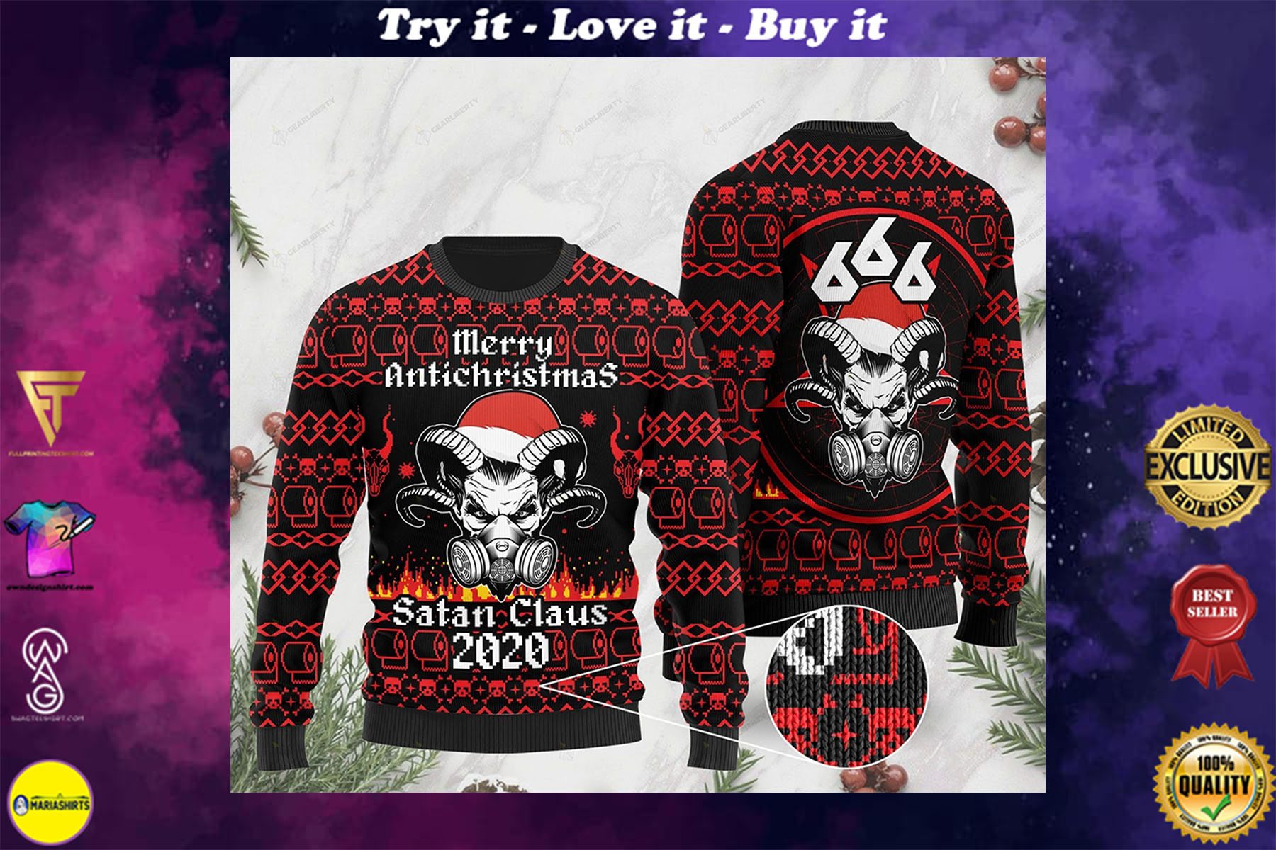 merry anti christmas satan claus 2020 christmas ugly sweater