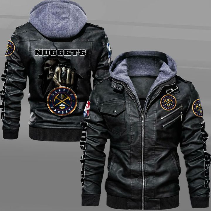 Denver Nuggets Leather Jacket Dead Skull In Back