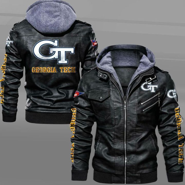 Georgia Tech Yellow Hooded Leather Jackets