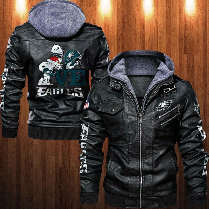 Snoopy Love Philadelphia Eagles Leather Jacket