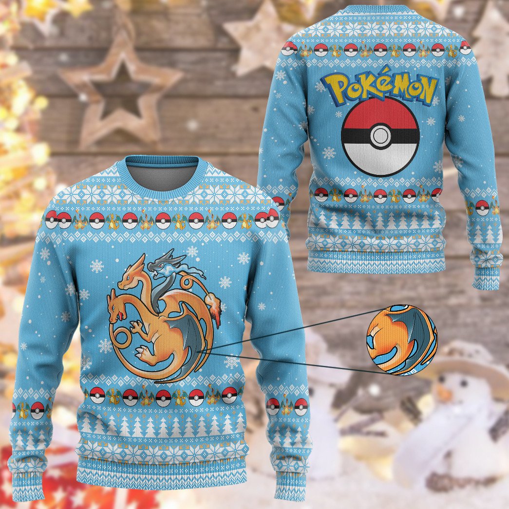 Pokemon Fire, Flying and Dragon Christmas Sweater